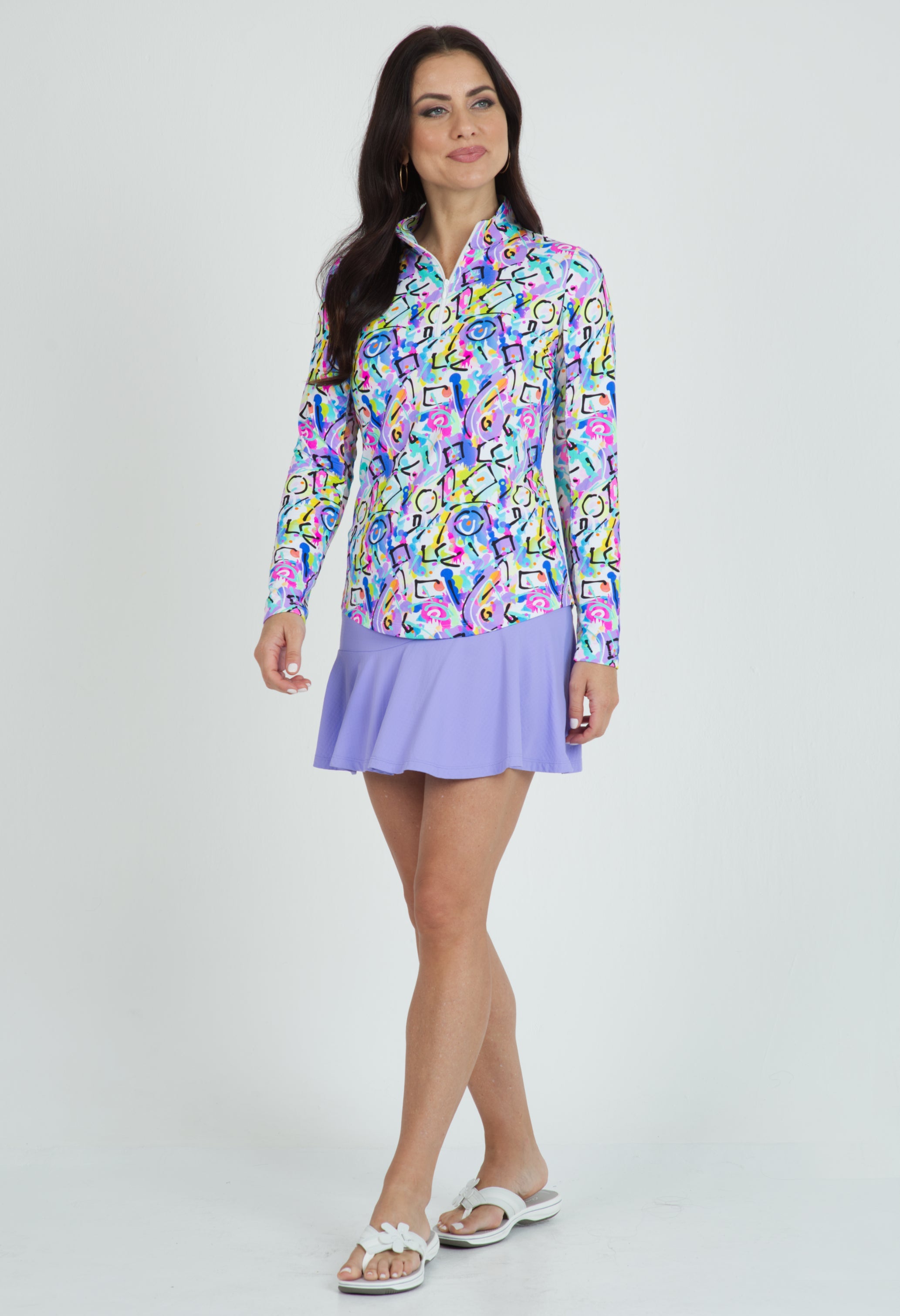 Calli Print Long Sleeve Mock Neck Top ¨C 10762