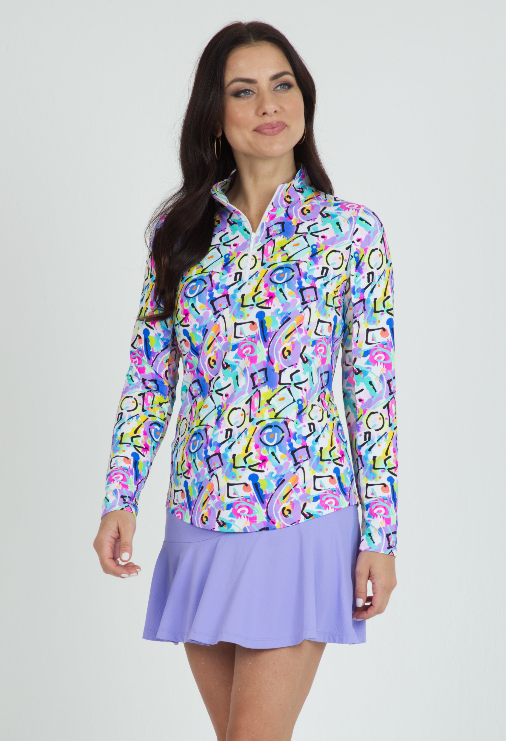 Calli Print Long Sleeve Mock Neck Top ¨C 10762