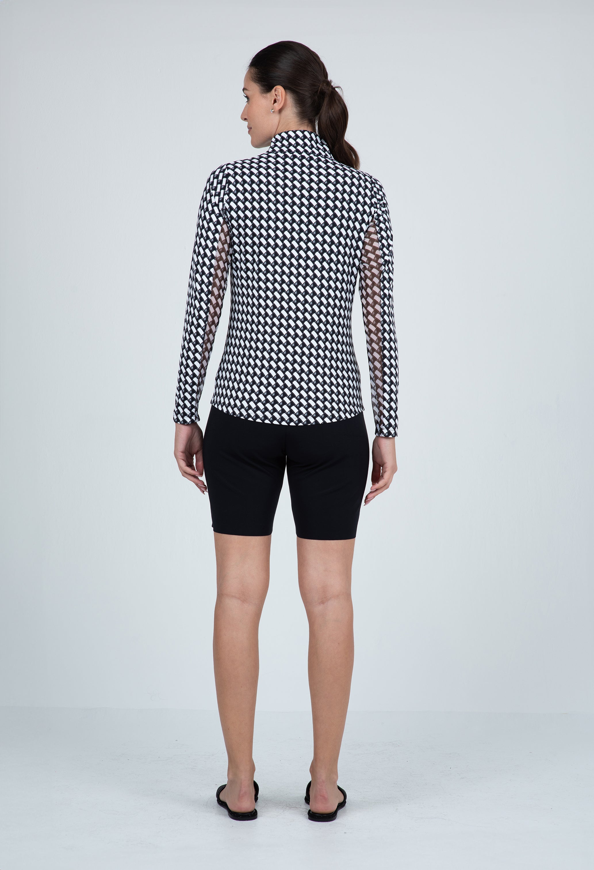 Brooke Print Long Sleeve Mock Neck Top ¨C 10875